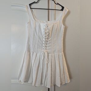 White Lace-Up Dress